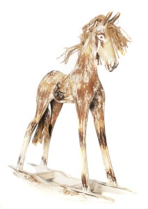 Koń z drewna 30 cm / 2 kolory