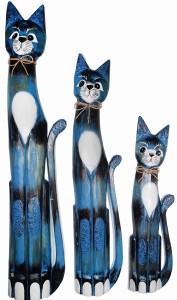 Zestaw trzech kotów z drewna - wys. 60 cm, 80 cm, 100 cm / 4 kolory