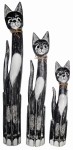 Zestaw trzech kotów z drewna - wys. 60 cm, 80 cm, 100 cm / 3 kolory 