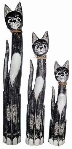 Zestaw trzech kotów z drewna - wys. 60 cm, 80 cm, 100 cm / 3 kolory  38294