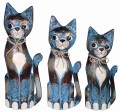 Zestaw trzech kotów z drewna - wys. 25 cm, 30 cm, 35 cm / 3 kolory  89975