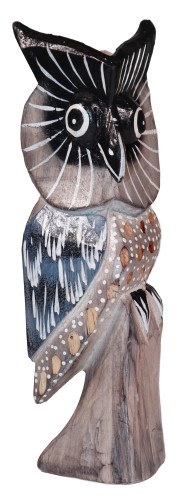 Sowa z drewna 20 cm / 4 kolory 84083