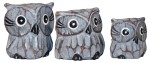 Zestaw trzech sów z drewna  - wys.  3 cm,  4 cm,  5 cm  /  7 kolorów