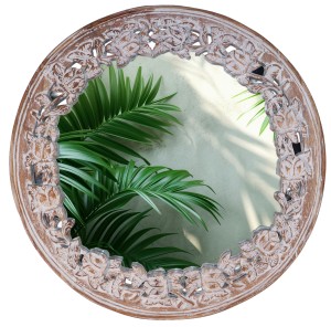 Lustro w drewnianej ramie średnica - 80 cm / 4 kolory