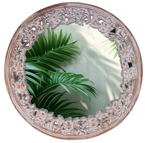 Lustro w drewnianej ramie średnica - 80 cm / 4 kolory 72841