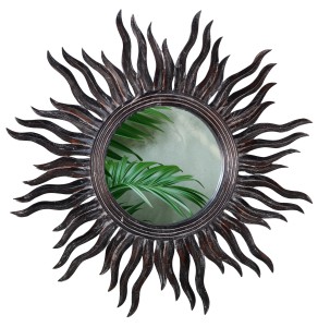 Lustro w drewnianej ramie średnica - 106 cm 