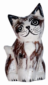 Kot z drewna -  8 cm / 3 kolory 