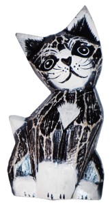 Kot z drewna - 12 cm / 3 kolory    