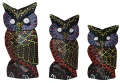 Zestaw trzech sów z drewna  - wys.  10 cm,  12 cm,  14 cm   31449