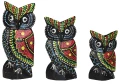 Zestaw trzech sów z drewna  - wys.  10 cm,  12 cm,  14 cm   51066