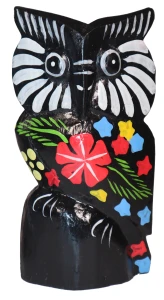 Sowa z drewna 15 cm / 5 kolorów