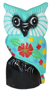 Sowa z drewna 15 cm / 4 kolory