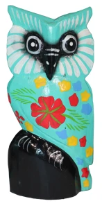 Sowa z drewna 17 cm / 4 kolory