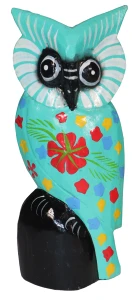 Sowa z drewna 20 cm / 4 kolory