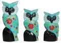 Zestaw trzech sów z drewna  - wys.  15 cm,  17 cm,  20 cm    85718