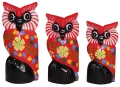 Zestaw trzech sów z drewna  - wys.  15 cm,  17 cm,  20 cm    4078
