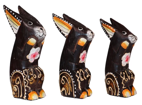 Zestaw trzech królików z drewna - wys. 12 cm, 13 cm, 14 cm  18431