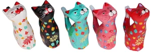 Kot z drewna - 6 cm - 5 sztuk, miks kolorów