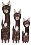 Zestaw trzech kotów z drewna - wys. 30 cm, 40 cm, 50 cm / 3 wzory