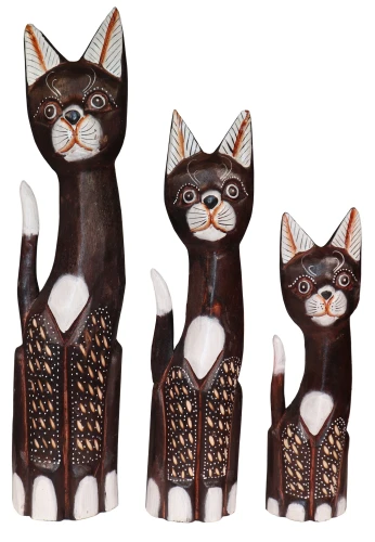 Zestaw trzech kotów z drewna - wys. 30 cm, 40 cm, 50 cm / 3 wzory 33791