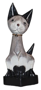 Kot z drewna  - 17 cm / 4 kolory