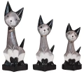 Zestaw trzech kotów z drewna - wys. 17 cm, 20 cm, 25 cm / 4 kolory 2208
