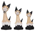 Zestaw trzech kotów z drewna - wys. 17 cm, 20 cm, 25 cm / 4 kolory 1097