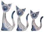 Zestaw trzech kotów z drewna - wys. 13 cm, 16 cm, 19 cm / 4 kolory