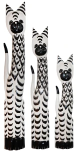 Zestaw trzech kotów z drewna - wys. 60 cm, 80 cm, 100 cm / 3 wzory 