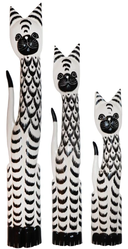 Zestaw trzech kotów z drewna - wys. 60 cm, 80 cm, 100 cm / 3 wzory  55619