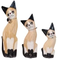Zestaw trzech kotów z drewna - wys. 15 cm, 20 cm, 25 cm / 4 kolory 12820