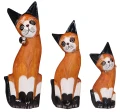 Zestaw trzech kotów z drewna - wys. 15 cm, 20 cm, 25 cm / 4 kolory 57234