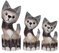 Zestaw trzech kotów z drewna - wys. 20 cm, 25 cm, 30 cm / 12 kolorów 68257
