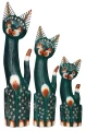 Zestaw trzech kotów z drewna - wys. 30 cm, 40 cm, 50 cm / 7 kolorów 73622