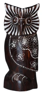 Sowa z drewna -15 cm / 4 kolory 