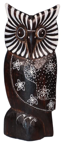 Sowa z drewna - 22 cm / 4 kolory   16939