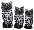 Zestaw trzech sów z drewna  - wys.  15 cm,  18 cm,  22 cm / 4 kolory    29829
