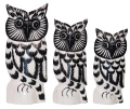 Zestaw trzech sów z drewna  - wys.  15 cm,  18 cm,  22 cm / 4 kolory    14067