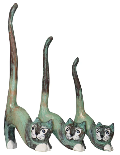 Zestaw trzech kotów z drewna - wys. 20 cm, 25 cm, 30 cm / 11 kolorów 61591