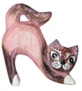 Kot z drewna - 9 cm  /5  kolorów     