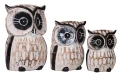 Zestaw trzech sów z drewna  - wys.  12 cm,  15 cm,  20 cm / 3 kolory 7939
