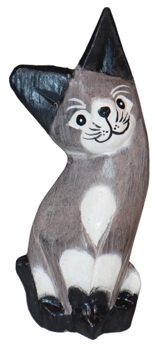 Kot z drewna  - 15 cm / 4 kolory   9332