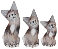 Zestaw trzech kotów z drewna - wys. 10.5 cm, 13 cm, 15 cm / 4 kolory  24531