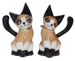 Komplet dwóch kotów z drewna - wys. 12 cm / 4 kolory