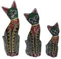 Zestaw trzech kotów z drewna - wys. 15 cm, 20 cm, 25 cm / miks kolorów 26996