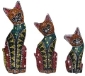 Zestaw trzech kotów z drewna - wys. 15 cm, 20 cm, 25 cm / miks kolorów 12260