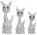 Zestaw trzech kotów z drewna - wys. 20 cm, 25 cm, 30 cm / 3 kolory 5874