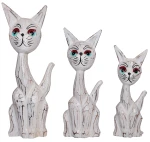 Zestaw trzech kotów z drewna - wys. 20 cm, 25 cm, 30 cm / 3 kolory