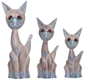 Zestaw trzech kotów z drewna - wys. 20 cm, 25 cm, 30 cm / 3 kolory 52200