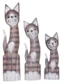 Zestaw trzech kotów z drewna - wys. 30 cm, 40 cm, 50 cm / 4 kolory 7928